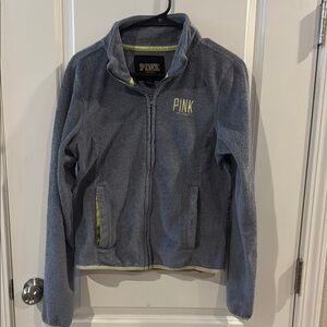 PINK Victoria's Secret Fleece Jacket - Gray with Yellow Accents